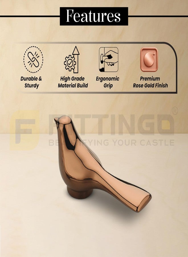 FITTINGO Bird Design Drawer Knob for Wardrobe/Dressing Drawer Knobs/Drawer Handle/Door Knob/Zinc Alloy (Rose Gold) Pack of 6 - Image 3